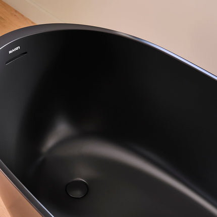 Ruvati 59-inch Matte Black epiStone Solid Surface Oval Freestanding Bath Tub Canali - RVB6744BK Ruvati