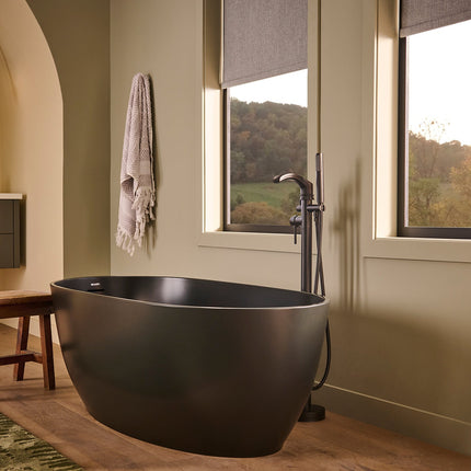 Ruvati 59-inch Matte Black epiStone Solid Surface Oval Freestanding Bath Tub Canali - RVB6744BK Ruvati