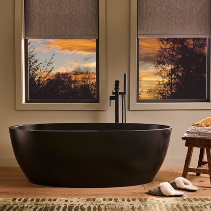 Ruvati 59-inch Matte Black epiStone Solid Surface Oval Freestanding Bath Tub Canali - RVB6744BK Ruvati