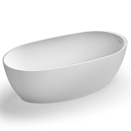 Ruvati 59-inch Matte White epiStone Solid Surface Oval Freestanding Bath Tub Canali - RVB6744WH Ruvati