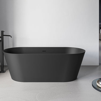 Ruvati 67-inch Black epiStone Solid Surface Oval Freestanding Bath Tub Omnia Matte - RVB6750BK Ruvati