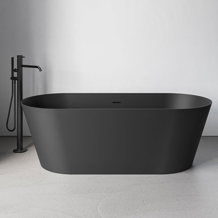 Ruvati 67-inch Black epiStone Solid Surface Oval Freestanding Bath Tub Omnia Matte - RVB6750BK Ruvati