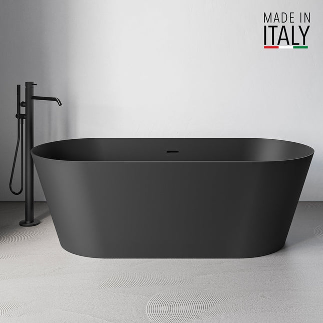 Ruvati 67-inch Black epiStone Solid Surface Oval Freestanding Bath Tub Omnia Matte - RVB6750BK Ruvati