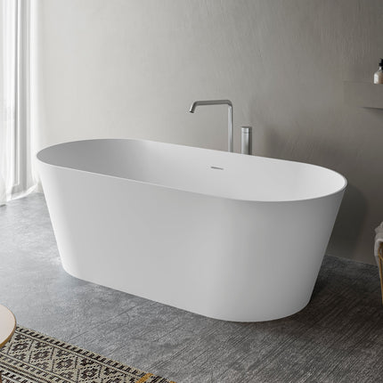 Ruvati 67-inch White epiStone Solid Surface Oval Freestanding Bath Tub Omnia Matte - RVB6750WH Ruvati