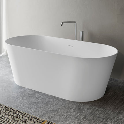 Ruvati 67-inch White epiStone Solid Surface Oval Freestanding Bath Tub Omnia Matte - RVB6750WH Ruvati