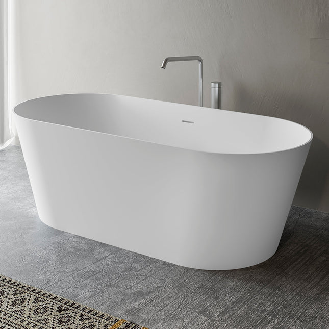 Ruvati 67-inch White epiStone Solid Surface Oval Freestanding Bath Tub Omnia Matte - RVB6750WH Ruvati