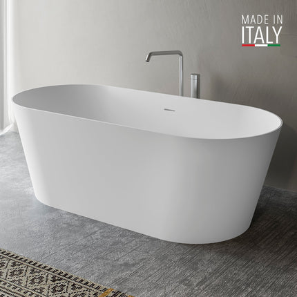 Ruvati 67-inch White epiStone Solid Surface Oval Freestanding Bath Tub Omnia Matte - RVB6750WH Ruvati