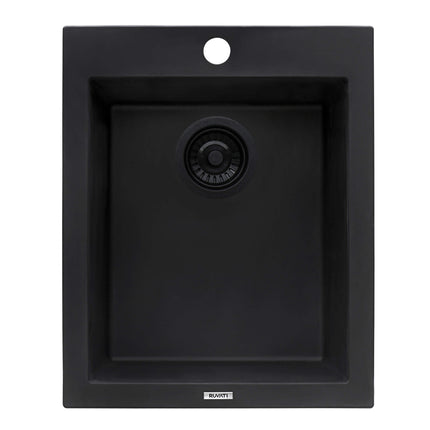 Ruvati 16 x 20 inch epiGranite Drop-in Topmount Granite Composite Single Bowl Kitchen Sink - Midnight Black - RVG1016BK Ruvati