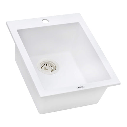 Ruvati 16 x 20 inch epiGranite Drop-in Topmount Granite Composite Single Bowl Kitchen Sink - Arctic White - RVG1016WH Ruvati