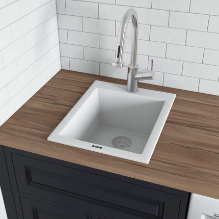 Ruvati 16 x 20 inch epiGranite Drop-in Topmount Granite Composite Single Bowl Kitchen Sink - Arctic White - RVG1016WH Ruvati