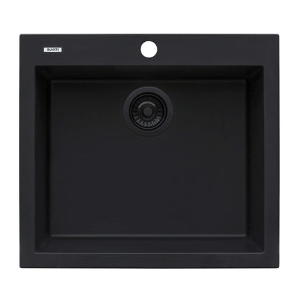 Ruvati 22 x 20 inch epiGranite Drop-in Topmount Granite Composite Single Bowl Kitchen Sink - Midnight Black - RVG1022BK Ruvati