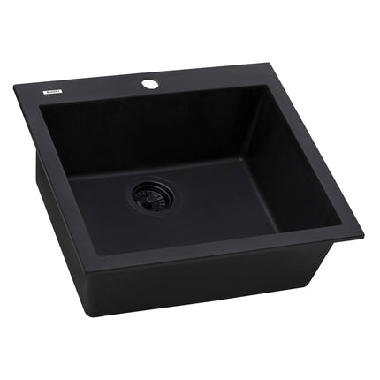 Ruvati 22 x 20 inch epiGranite Drop-in Topmount Granite Composite Single Bowl Kitchen Sink - Midnight Black - RVG1022BK Ruvati