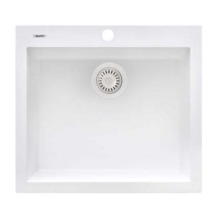 Ruvati 22 x 20 inch epiGranite Drop-in Topmount Granite Composite Single Bowl Kitchen Sink - Arctic White - RVG1022WH Ruvati