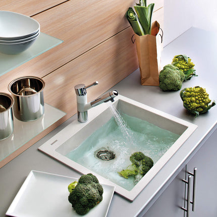 Ruvati 22 x 20 inch epiGranite Drop-in Topmount Granite Composite Single Bowl Kitchen Sink - Arctic White - RVG1022WH Ruvati