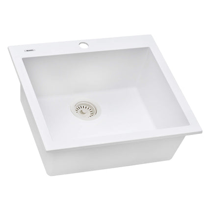Ruvati 22 x 20 inch epiGranite Drop-in Topmount Granite Composite Single Bowl Kitchen Sink - Arctic White - RVG1022WH Ruvati