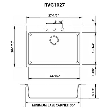 Ruvati 27 x 20 inch Drop-in Topmount Granite Composite Single Bowl Kitchen Sink - Arctic White - RVG1027WH Ruvati