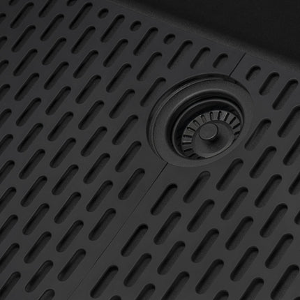 Ruvati 27 x 20 inch Drop-in Topmount Granite Composite Single Bowl Kitchen Sink - Midnight Black - RVG1027BK Ruvati