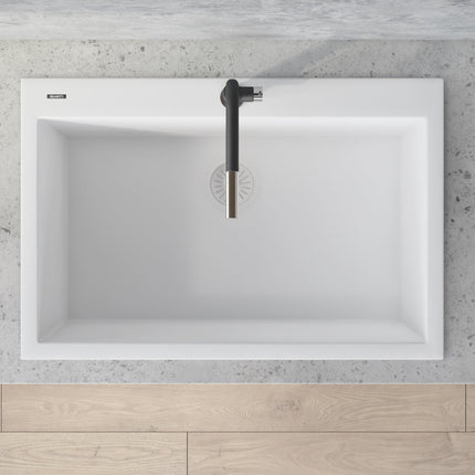 Ruvati 27 x 20 inch Drop-in Topmount Granite Composite Single Bowl Kitchen Sink - Arctic White - RVG1027WH Ruvati