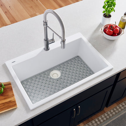 Ruvati 27 x 20 inch Drop-in Topmount Granite Composite Single Bowl Kitchen Sink - Arctic White - RVG1027WH Ruvati