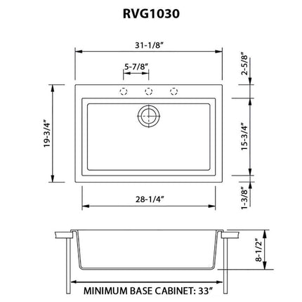Ruvati 30 x 20 inch epiGranite Drop-in Topmount Granite Composite Single Bowl Kitchen Sink - Arctic White - RVG1030WH Ruvati