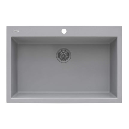 Ruvati 30 x 20 inch epiGranite Drop-in Topmount Granite Composite Single Bowl Kitchen Sink - Silver Gray - RVG1030GR Ruvati