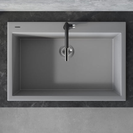 Ruvati 30 x 20 inch epiGranite Drop-in Topmount Granite Composite Single Bowl Kitchen Sink - Silver Gray - RVG1030GR Ruvati