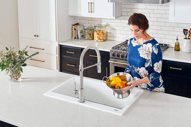 Ruvati 30 x 20 inch epiGranite Drop-in Topmount Granite Composite Single Bowl Kitchen Sink - Arctic White - RVG1030WH Ruvati