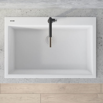 Ruvati 30 x 20 inch epiGranite Drop-in Topmount Granite Composite Single Bowl Kitchen Sink - Arctic White - RVG1030WH Ruvati