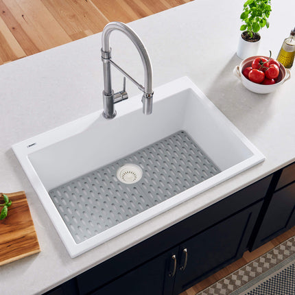 Ruvati 30 x 20 inch epiGranite Drop-in Topmount Granite Composite Single Bowl Kitchen Sink - Arctic White - RVG1030WH Ruvati