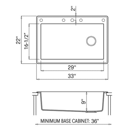 Ruvati 33 x 22 inch Granite Composite Drop-in Topmount Single Bowl Kitchen Sink - Carnelian Red - RVG1033RD Ruvati