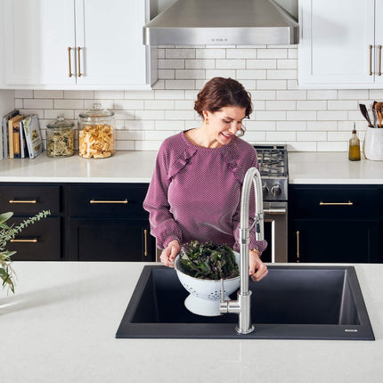Ruvati 33 x 22 inch epiGranite Drop-in Topmount Granite Composite Single Bowl Kitchen Sink - Midnight Black - RVG1033BK Ruvati