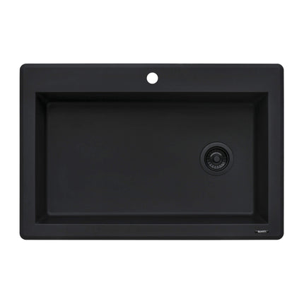Ruvati 33 x 22 inch epiGranite Drop-in Topmount Granite Composite Single Bowl Kitchen Sink - Midnight Black - RVG1033BK Ruvati