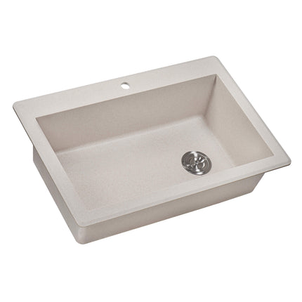 Ruvati 33 x 22 inch epiGranite Drop-in Topmount Granite Composite Single Bowl Kitchen Sink - Caribbean Sand - RVG1033CS Ruvati