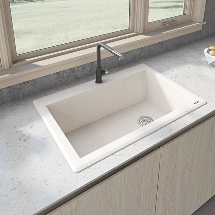 Ruvati 33 x 22 inch epiGranite Drop-in Topmount Granite Composite Single Bowl Kitchen Sink - Caribbean Sand - RVG1033CS Ruvati