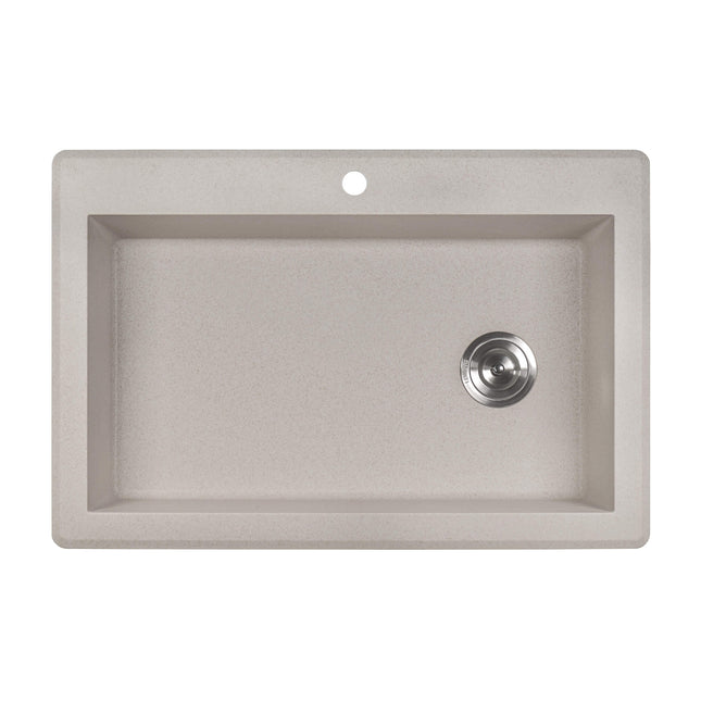 Ruvati 33 x 22 inch epiGranite Drop-in Topmount Granite Composite Single Bowl Kitchen Sink - Caribbean Sand - RVG1033CS Ruvati