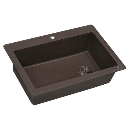 Ruvati 33 x 22 inch epiGranite Drop-in Topmount Granite Composite Single Bowl Kitchen Sink - Espresso Brown - RVG1033ES Ruvati
