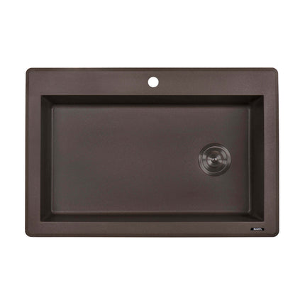 Ruvati 33 x 22 inch epiGranite Drop-in Topmount Granite Composite Single Bowl Kitchen Sink - Espresso Brown - RVG1033ES Ruvati