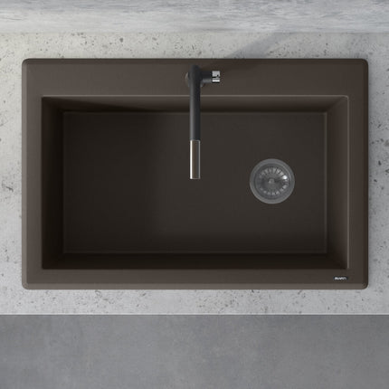 Ruvati 33 x 22 inch epiGranite Drop-in Topmount Granite Composite Single Bowl Kitchen Sink - Espresso Brown - RVG1033ES Ruvati