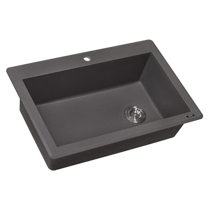 Ruvati 33 x 22 inch epiGranite Drop-in Topmount Granite Composite Single Bowl Kitchen Sink - Urban Gray - RVG1033GR Ruvati