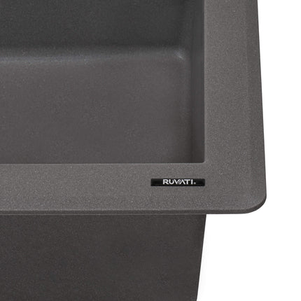 Ruvati 33 x 22 inch epiGranite Drop-in Topmount Granite Composite Single Bowl Kitchen Sink - Urban Gray - RVG1033GR Ruvati