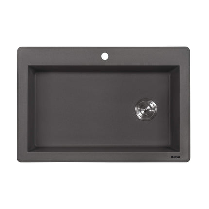Ruvati 33 x 22 inch epiGranite Drop-in Topmount Granite Composite Single Bowl Kitchen Sink - Urban Gray - RVG1033GR Ruvati