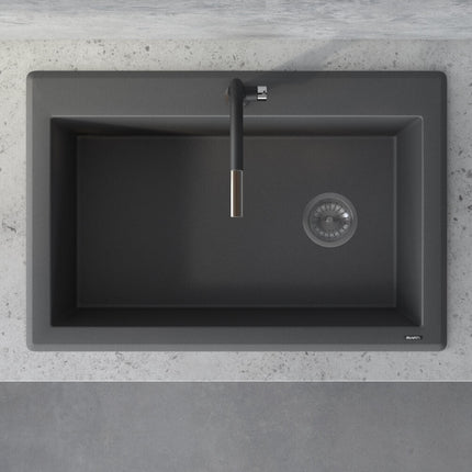 Ruvati 33 x 22 inch epiGranite Drop-in Topmount Granite Composite Single Bowl Kitchen Sink - Urban Gray - RVG1033GR Ruvati