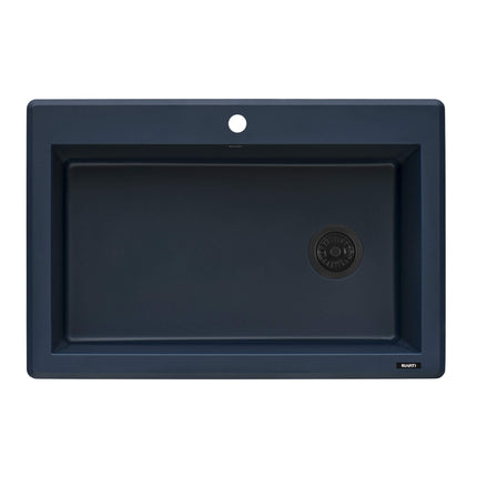 Ruvati 33 x 22 inch Granite Composite Drop-in Topmount Single Bowl Kitchen Sink - Catalina Blue - RVG1033LU Ruvati
