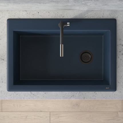 Ruvati 33 x 22 inch Granite Composite Drop-in Topmount Single Bowl Kitchen Sink - Catalina Blue - RVG1033LU Ruvati