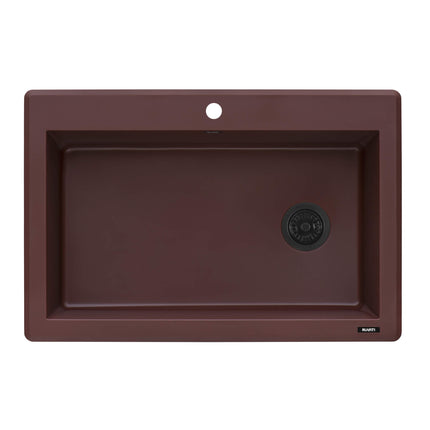 Ruvati 33 x 22 inch Granite Composite Drop-in Topmount Single Bowl Kitchen Sink - Carnelian Red - RVG1033RD Ruvati