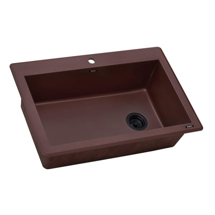 Ruvati 33 x 22 inch Granite Composite Drop-in Topmount Single Bowl Kitchen Sink - Carnelian Red - RVG1033RD Ruvati