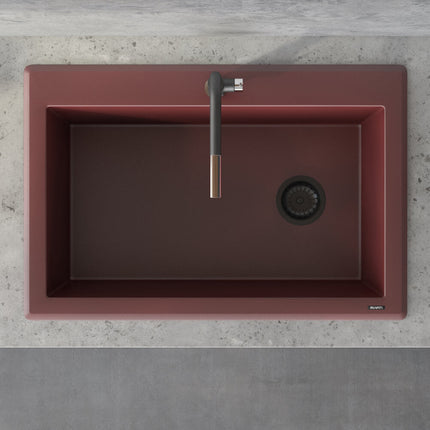 Ruvati 33 x 22 inch Granite Composite Drop-in Topmount Single Bowl Kitchen Sink - Carnelian Red - RVG1033RD Ruvati