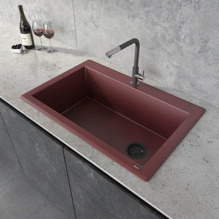 Ruvati 33 x 22 inch Granite Composite Drop-in Topmount Single Bowl Kitchen Sink - Carnelian Red - RVG1033RD Ruvati
