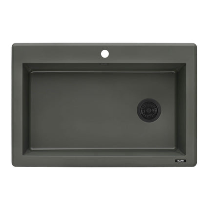 Ruvati 33 x 22 inch Granite Composite Drop-in Topmount Single Bowl Kitchen Sink - Juniper Green - RVG1033RN Ruvati