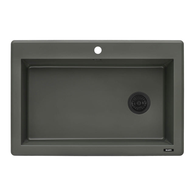 Ruvati 33 x 22 inch Granite Composite Drop-in Topmount Single Bowl Kitchen Sink - Juniper Green - RVG1033RN Ruvati